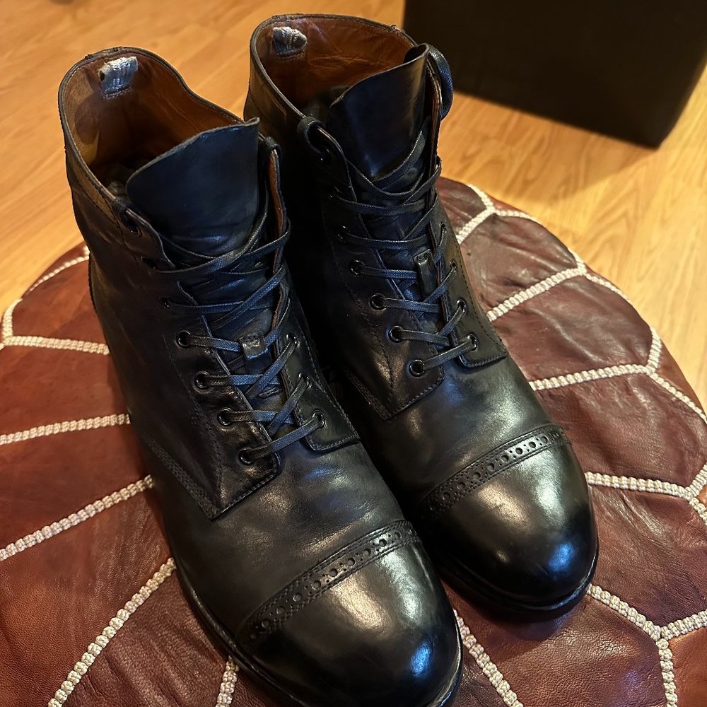 Officine Creative Cap Toe Men's Boots Size 12 US Black Leather but fit like a 13